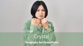  Presentation with asian - Presentation design having young-asian-woman-standing-over background and a gray colored foreground