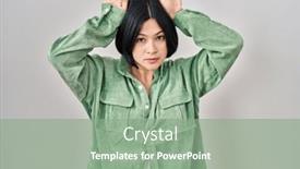  Presentation with rabbit - Slide set consisting of young-asian-woman-standing-over background and a seafoam green colored foreground