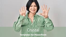  Presentation with asian - Theme featuring young-asian-woman-standing-over background and a gray colored foreground