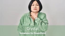  Presentation with infection - PPT layouts consisting of young-asian-woman-standing-over background and a seafoam green colored foreground