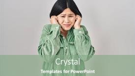  Presentation with asian music - Slide set enhanced with young-asian-woman-standing-over background and a seafoam green colored foreground