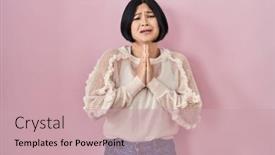  Presentation with hope - Slides featuring young-asian-woman-standing-over background and a coral colored foreground