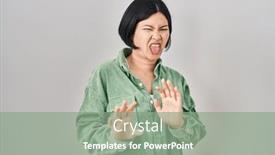  Presentation with asian - Presentation theme featuring young-asian-woman-standing-over background and a gray colored foreground