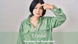  Presentation with acne woman - Slides consisting of young-asian-woman-standing-over background and a seafoam green colored foreground
