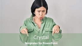  Presentation with upset - PPT theme featuring young-asian-woman-standing-over background and a seafoam green colored foreground