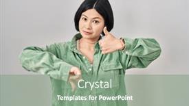  Presentation with conflict - Slides consisting of young-asian-woman-standing-over background and a seafoam green colored foreground