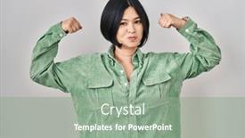  Presentation with asian - PPT theme with young-asian-woman-standing-over background and a gray colored foreground