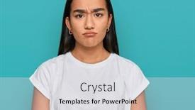  Presentation with woman crying - Beautiful slide deck featuring young-asian-woman-wearing-casual backdrop and a light gray colored foreground