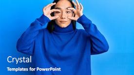  Presentation with asian - Presentation design with young-asian-woman-wearing-casual background and a cobalt blue colored foreground