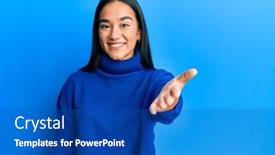  Presentation with acceptance - Slides with young-asian-woman-wearing-casual background and a cobalt blue colored foreground