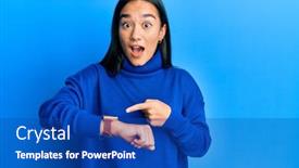  Presentation with asian - Audience pleasing theme consisting of young-asian-woman-wearing-casual backdrop and a cobalt blue colored foreground