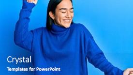  Presentation with asian music - PPT layouts featuring young-asian-woman-wearing-casual background and a cobalt blue colored foreground