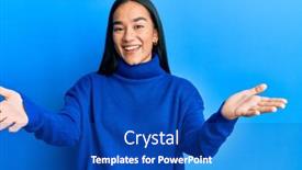  Presentation with asian - Beautiful PPT theme featuring young-asian-woman-wearing-casual backdrop and a cobalt blue colored foreground