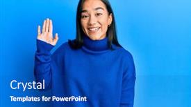  Presentation with asian - Slide set with young-asian-woman-wearing-casual background and a cobalt blue colored foreground