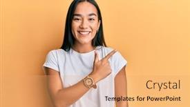  Presentation with asian - Audience pleasing PPT layouts consisting of young-asian-woman-wearing-casual backdrop and a coral colored foreground