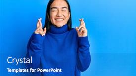  Presentation with asian - Beautiful slide deck featuring young-asian-woman-wearing-casual backdrop and a cobalt blue colored foreground