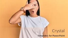  Presentation with asian - Slide set featuring young-asian-woman-wearing-casual background and a yellow colored foreground