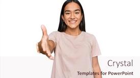  Presentation with business casual - Presentation design consisting of young-asian-woman-wearing-casual background and a lemonade colored foreground