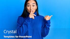  Presentation with casual young people - Colorful presentation theme enhanced with young-asian-woman-wearing-casual backdrop and a cobalt blue colored foreground
