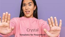  Presentation with asian - Presentation theme with young-asian-woman-wearing-casual background and a coral colored foreground
