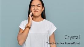  Presentation with mouth - Presentation with young-asian-woman-wearing-casual background and a light blue colored foreground