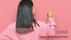  Presentation with asian literature - Beautiful presentation theme featuring young-asian-woman-wearing-casual backdrop and a coral colored foreground