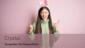  Presentation with asian music - PPT theme enhanced with young-asian-woman-wearing-cute background and a coral colored foreground