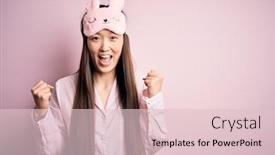  Presentation with pajama - Beautiful slides featuring young-asian-woman-wearing-pajama backdrop and a lemonade colored foreground
