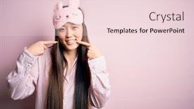  Presentation with sleep health - Cool new PPT theme with young-asian-woman-wearing-pajama backdrop and a lemonade colored foreground