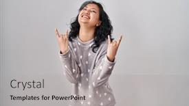  Presentation with asian music - Presentation theme with young-asian-woman-wearing-pajama background and a light gray colored foreground