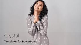  Presentation with pajama - Slides enhanced with young-asian-woman-wearing-pajama background and a light gray colored foreground