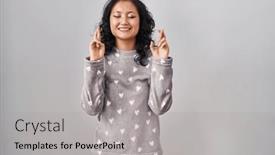  Presentation with pajama - Slide deck with young-asian-woman-wearing-pajama background and a light gray colored foreground