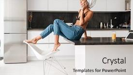  Presentation with kitchen towel - Slides featuring young asian woman with bath background and a  colored foreground