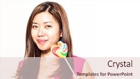  Presentation with lolipop - Slides featuring young asian woman with lolipop background and a lemonade colored foreground