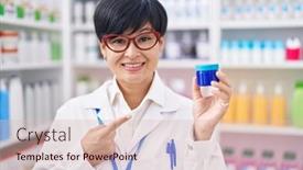  Presentation with pharmacy cream - Slide set enhanced with young-asian-woman-with-short background and a lemonade colored foreground