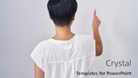  Presentation with real woman hair texture human - Presentation theme enhanced with young-asian-woman-with-short background and a light gray colored foreground