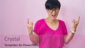  Presentation with asian music - Theme featuring young-asian-woman-with-short background and a coral colored foreground