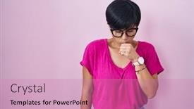  Presentation with hair care - Presentation theme enhanced with young-asian-woman-with-short background and a coral colored foreground