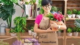  Presentation with real woman hair texture human - Presentation enhanced with young-asian-woman-with-short background and a coral colored foreground