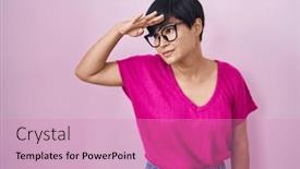  Presentation with far away - Slide deck featuring young-asian-woman-with-short background and a coral colored foreground