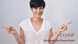  Presentation with advertisement - Presentation design having young-asian-woman-with-short background and a soft green colored foreground