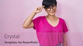  Presentation with thought - Presentation with young-asian-woman-with-short background and a  colored foreground