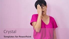  Presentation with face pain - Presentation design consisting of young-asian-woman-with-short background and a  colored foreground