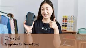  Presentation with working - Slides consisting of young-asian-woman-working background and a coral colored foreground