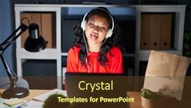  Presentation with office - Slides with young-asian-woman-working background and a tawny brown colored foreground