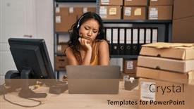  Presentation with depression - Presentation theme featuring young-asian-woman-working background and a coral colored foreground