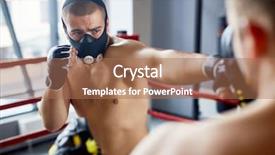  Presentation with boxing ring - Presentation theme with young athlete attacking his rival on boxing-ring background and a coral colored foreground