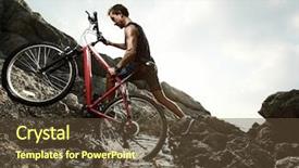  Presentation with water cycle - Cool new PPT theme with young athlete crossing water barrier backdrop and a tawny brown colored foreground