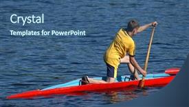  Presentation with rowing - Presentation design consisting of young athlete in a canoe background and a ocean colored foreground