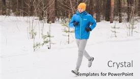  Presentation with forest winter - Theme featuring young-athlete-in-warm-hat background and a white colored foreground